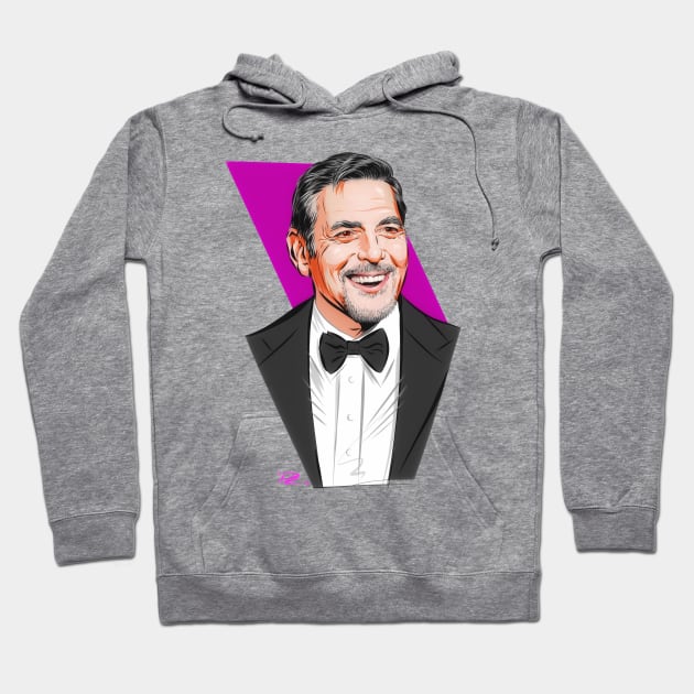 George Clooney - An illustration by Paul Cemmick Hoodie by PLAYDIGITAL2020